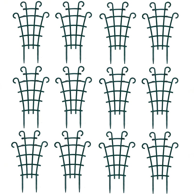 UWIOFF 12 Pack Trellis for Potted Plants, Garden Trellis for Climbing Plants Plastic Mini Climbing Plant Trellis Flower Pots Support Stackable Trellis for Climbing Plants Peas, Dark Green - Image 1